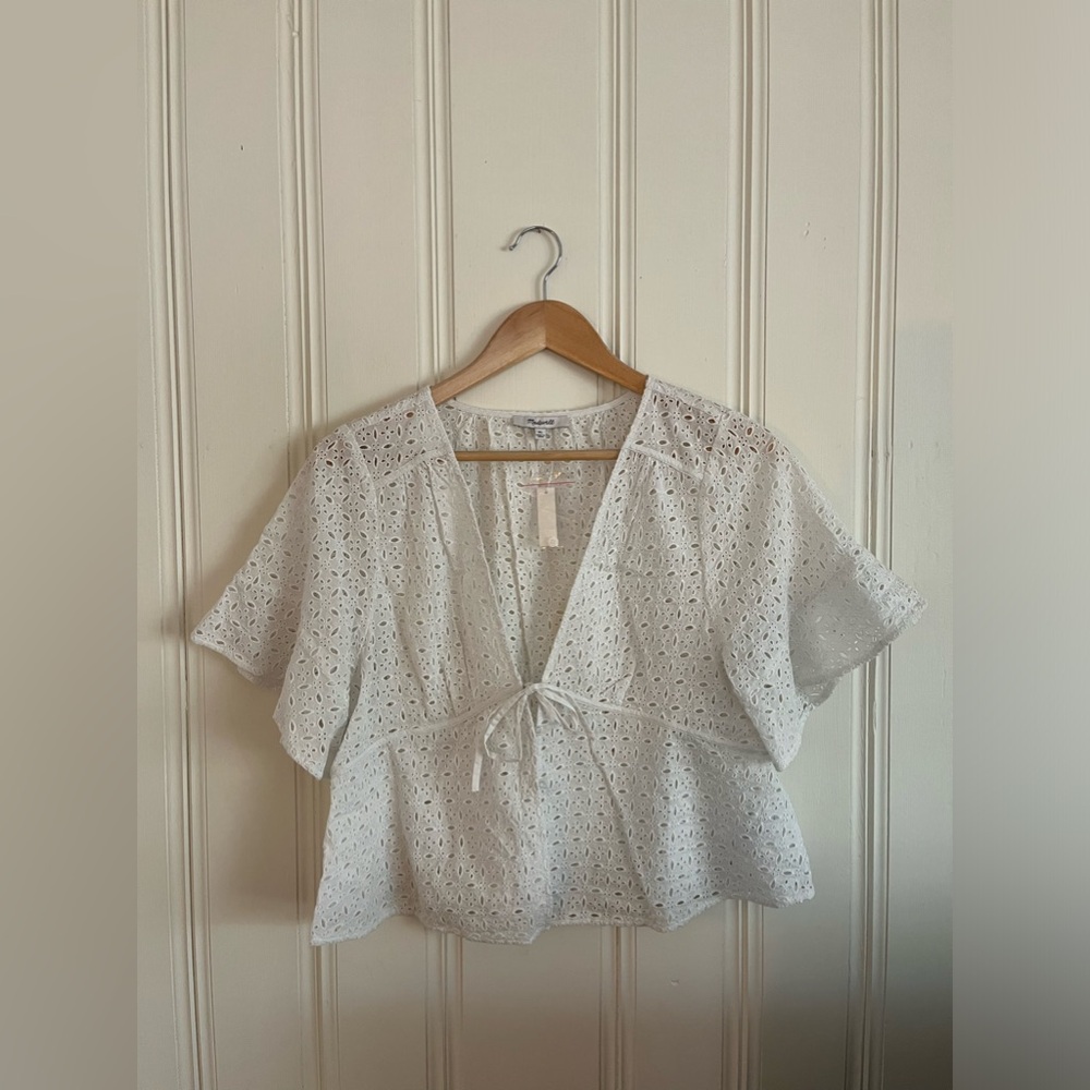Madewell Eyelet Tie-Front Blouse